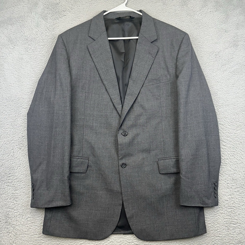 Jos A Bank Blazer Mens 44L Gray Wool 2 Button Sports Coat Office Business Casual